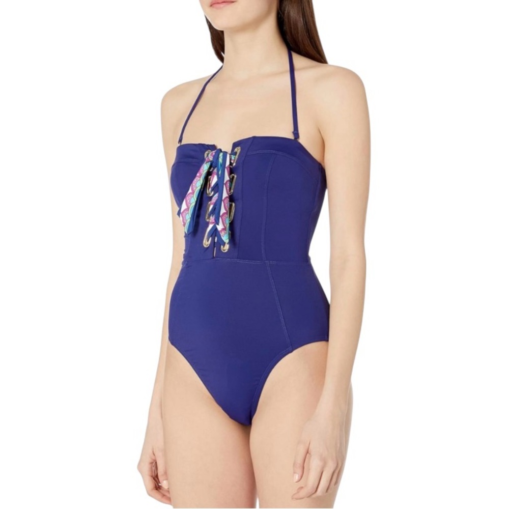 NWT Trina Turk Ultramarine Paradise Plume Bandeau One Piece - Sz 6